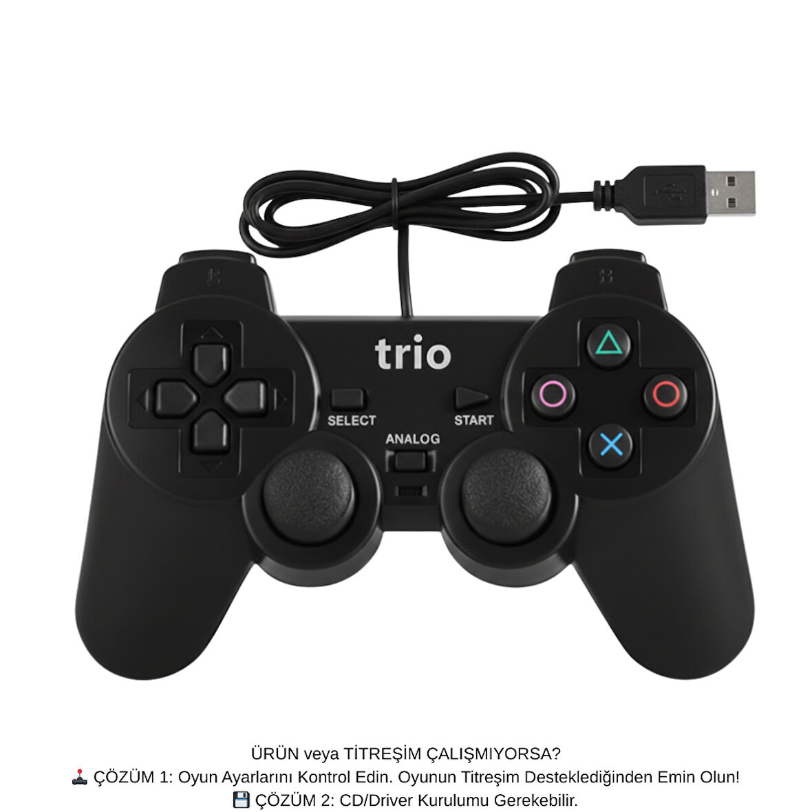 Trio TR-900 Çift Titreşimli (Double Vibration) USB PC Gamepad Joystick