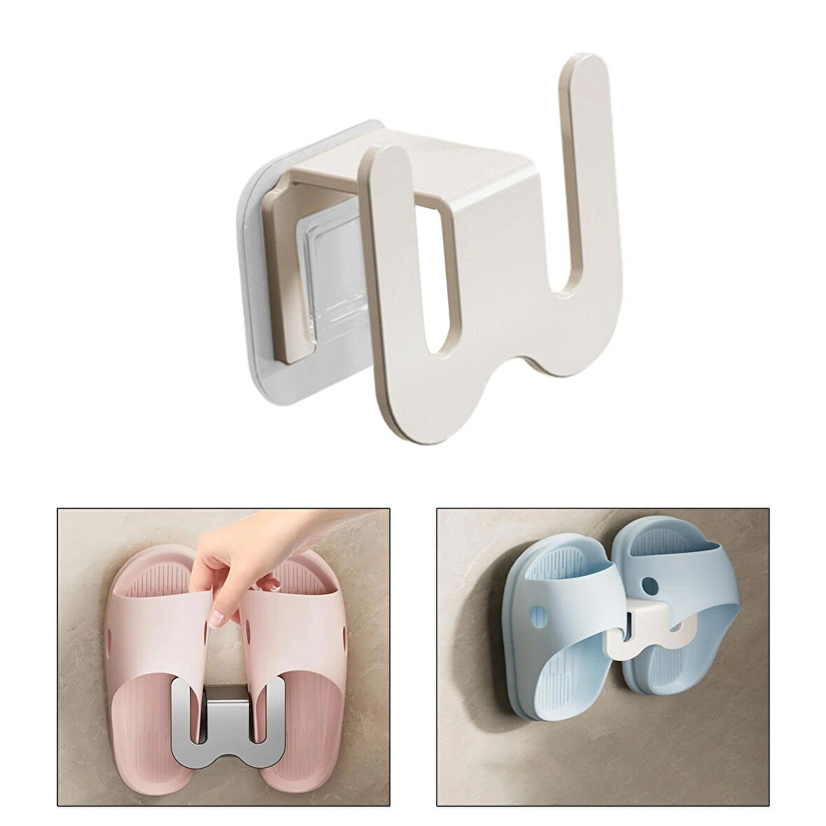 Microcase  Duvara Monte Yapışkanlı Metal Terlik Askılığı Çok Fonksiyonlu Portatif Askılık - BEYAZ AL4933 1 Adet