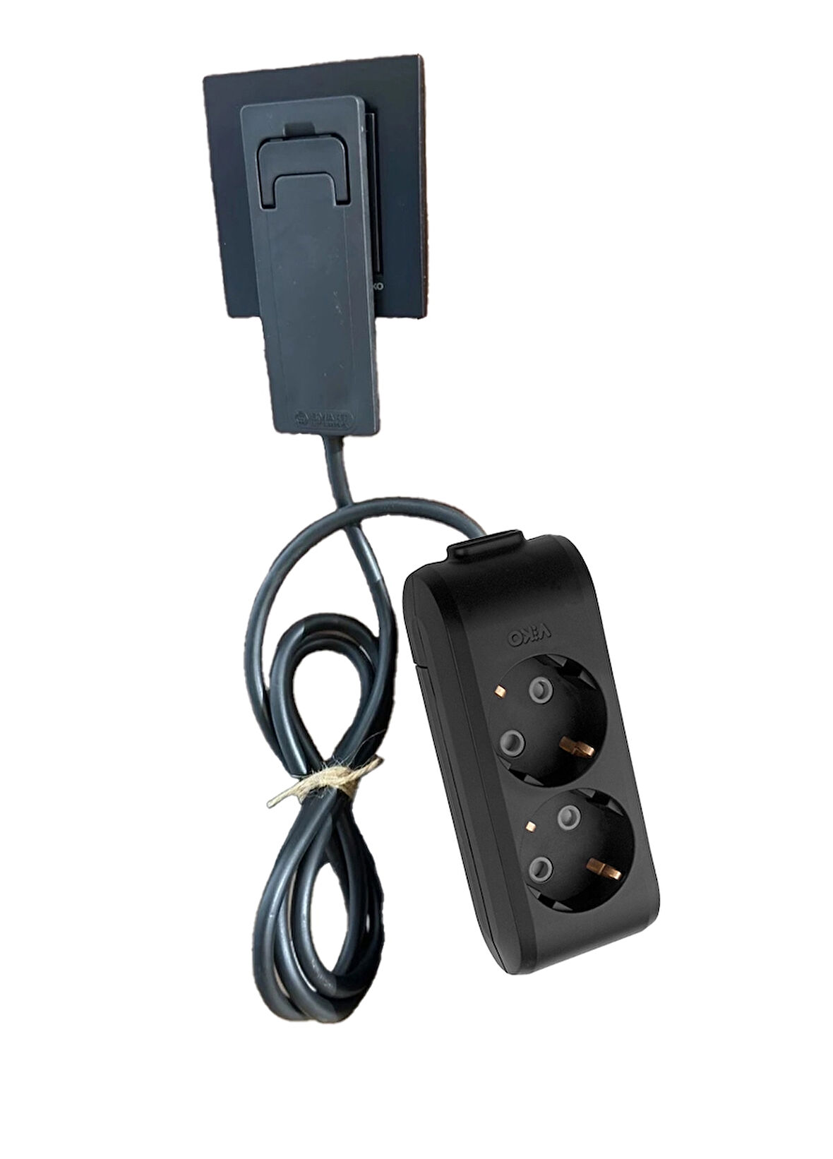 Viko Uzatma Kablosu Siyah 2’li (1.5m)Ultra İnce Fiş - Dar Alanlarda Maksimum Yer Tasarrufu Sağlar.