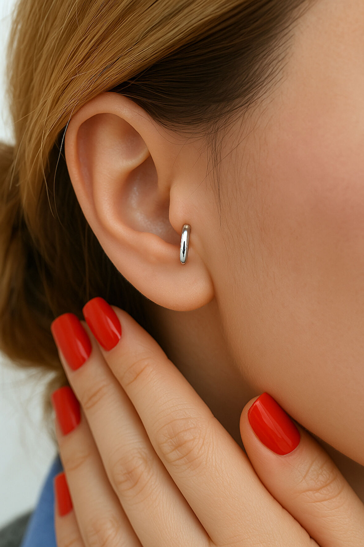 Gümüş Renk 6 mm Mini Halka Piercing Forward Helix Tragus Piercing Daith Helix