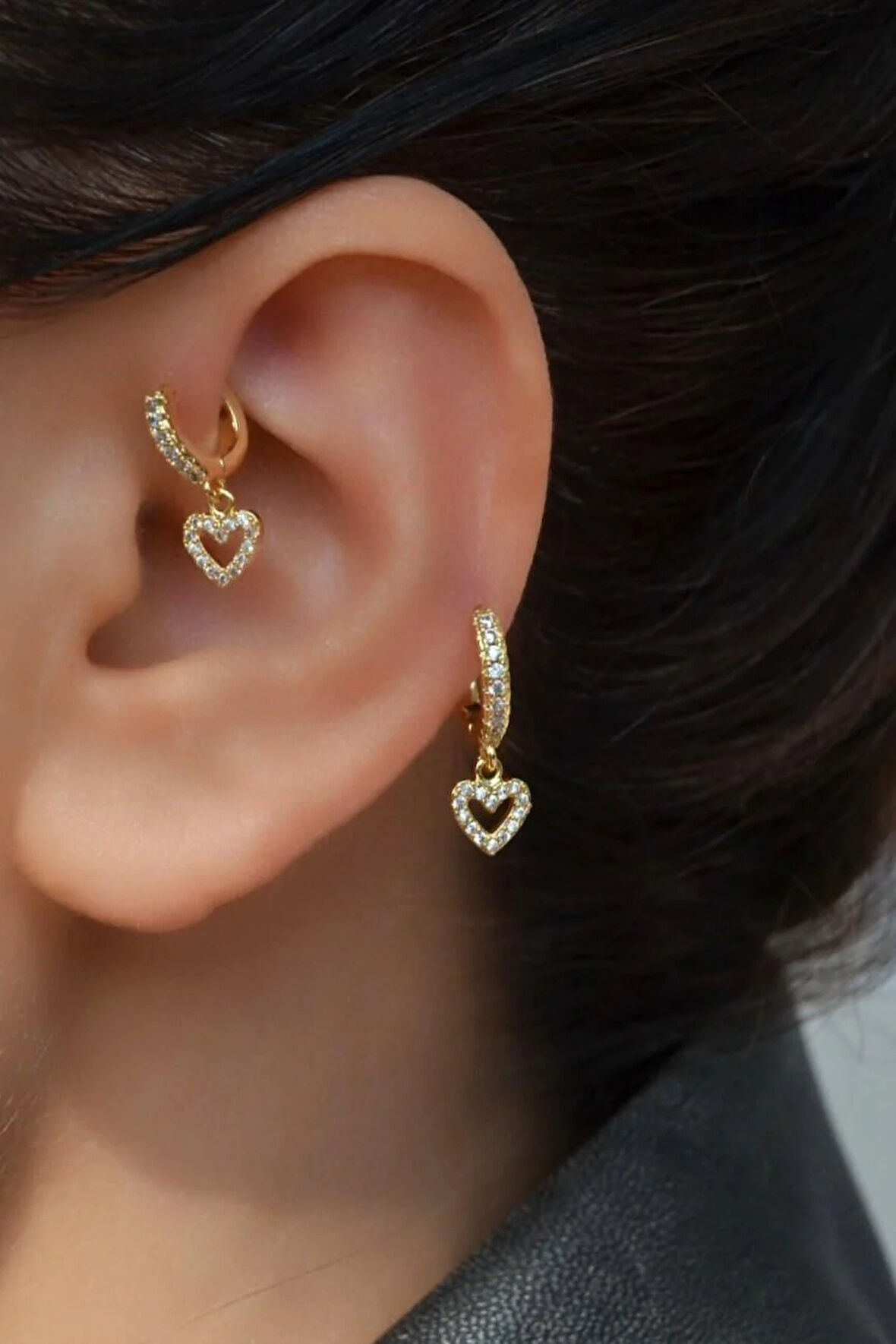 2 Adet Zirkon Kalpli Halka Piercing Tragus Helix Forward Kıkırdak Lob Daith (1 Adet 6 mm 1 Adet 8 mm)