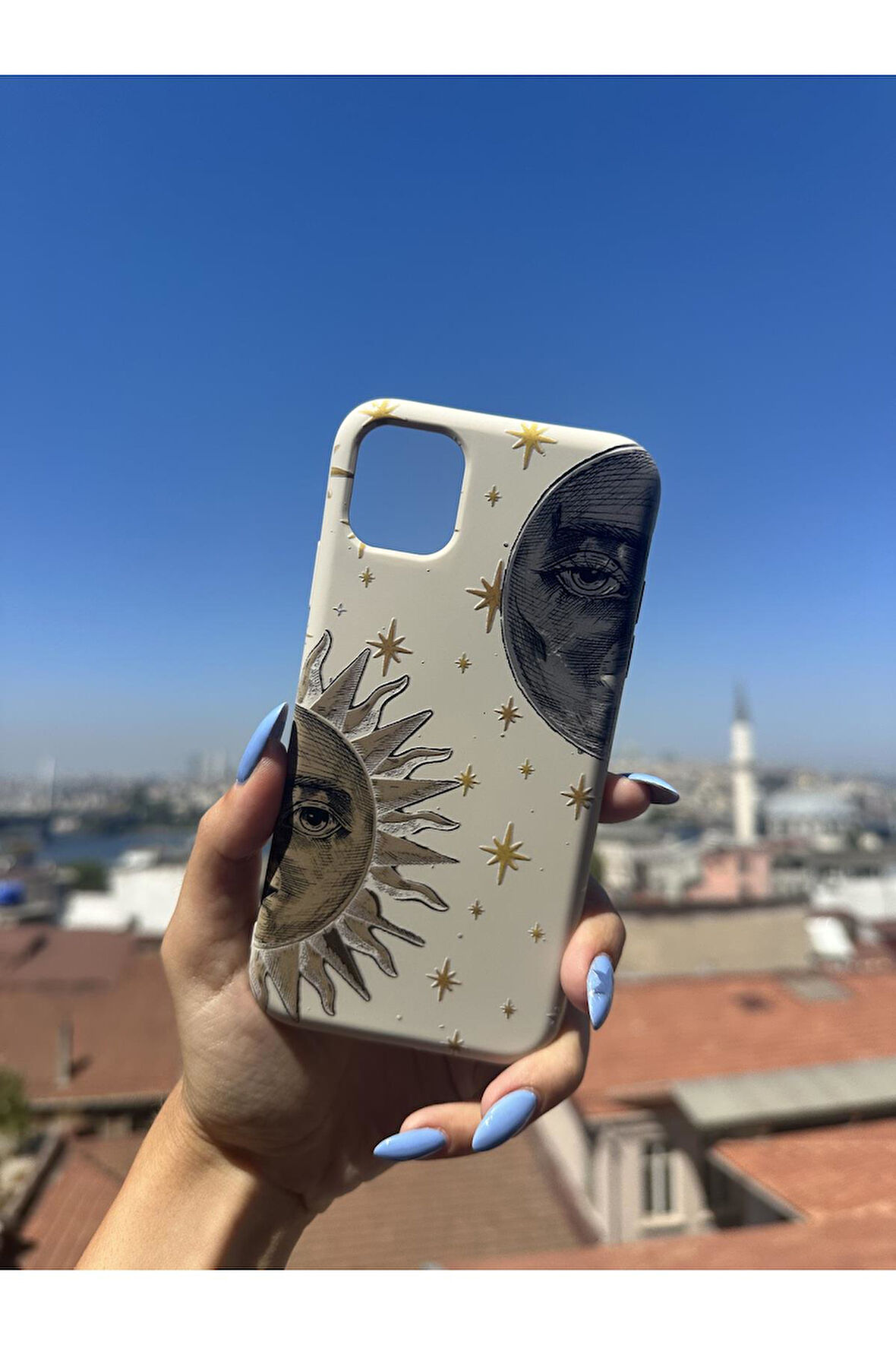 Samsung Galaxy A26 Uyumlu Güneş ve Yıldız Tasarımlı Telefon Kılıfı - Krem