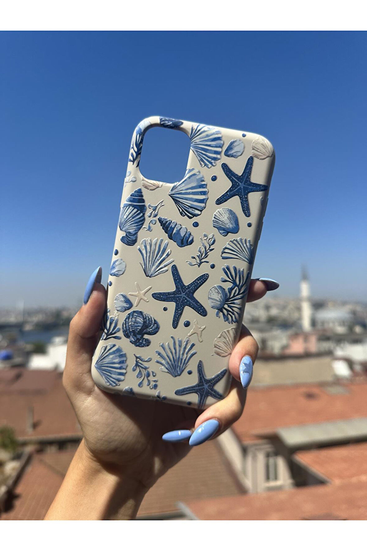 Samsung Galaxy A71 Uyumlu Deniz Yıldızı Tasarımlı Telefon Kılıfı - Krem