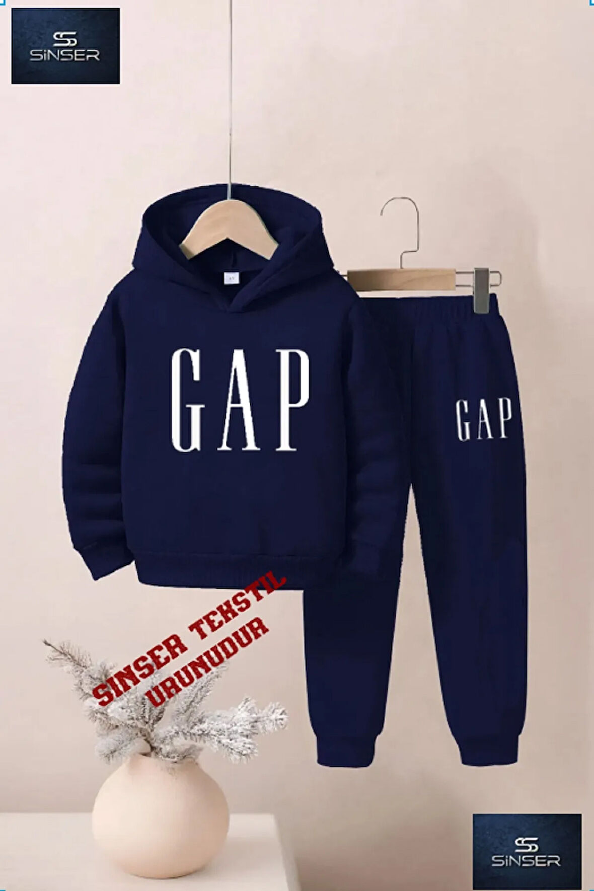 Kapşonlu Çocuk “GAP BEYAZ” Baskılı Eşofman Takımı