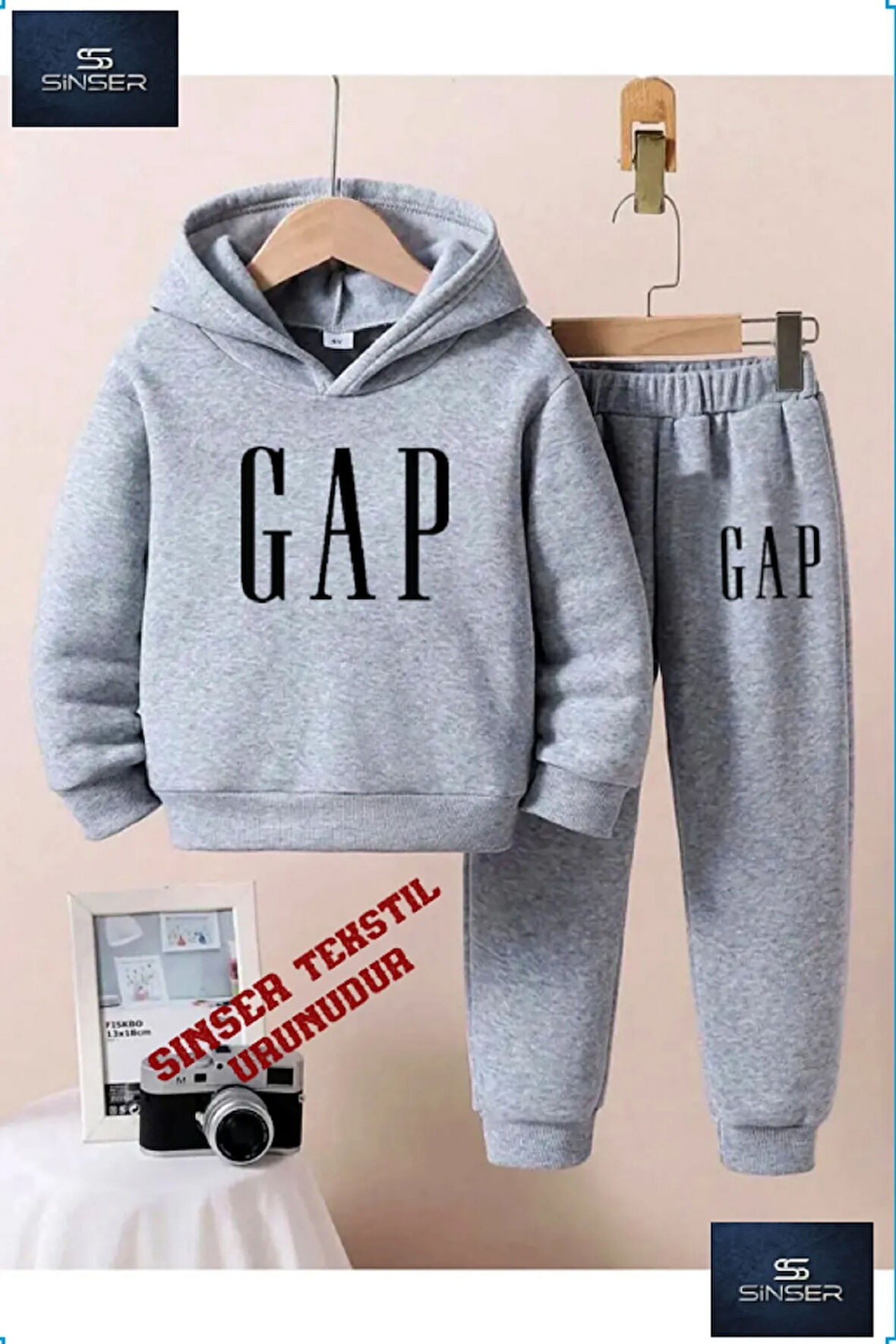 Kapşonlu Çocuk “GAP SIYAH” Baskılı Eşofman Takımı