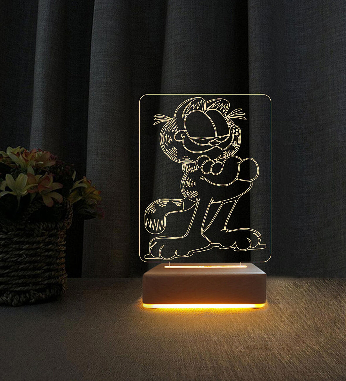 Garfield  Lamba  3d Led Masa Lambası Doğum Günü  Hediyesi Lamba
