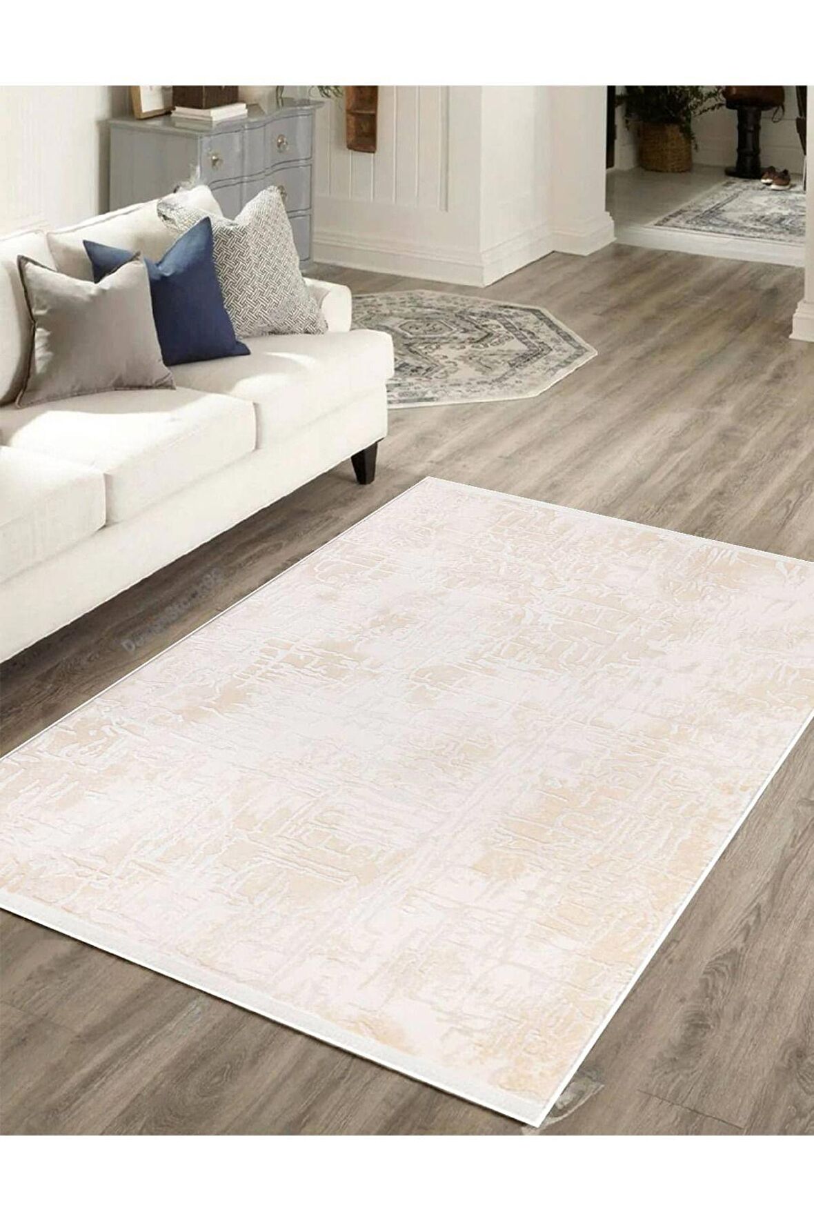 İpek Mekik Halı Gaspara Bej Krem Modern Desen Halı