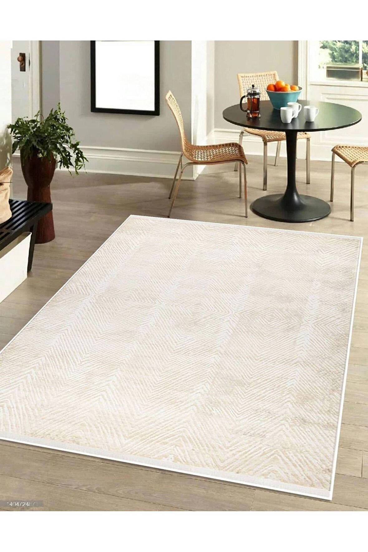 İpek Mekik Halı Gaspara Vizon Krem Çizgi Motifli Halı