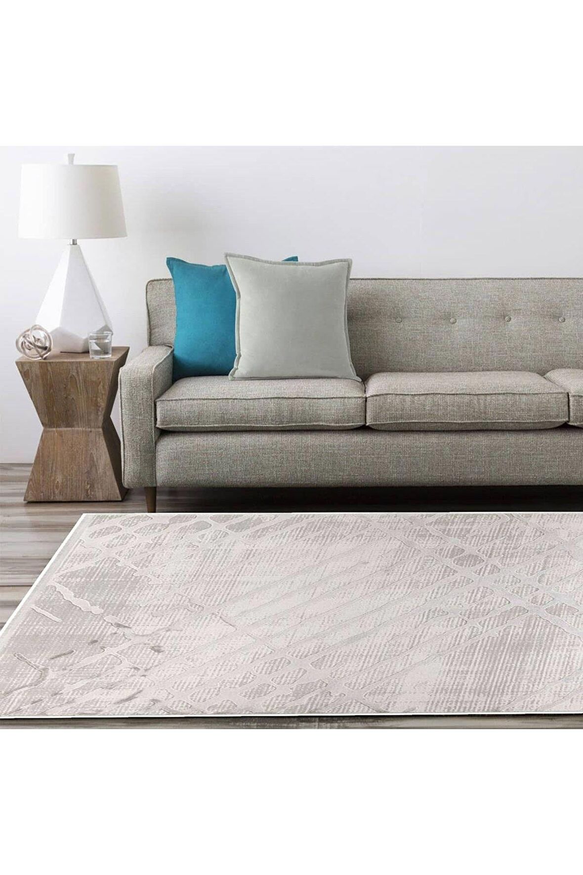 İpek Mekik Halı Gaspara Gri Modern Eskitme Desen Halı