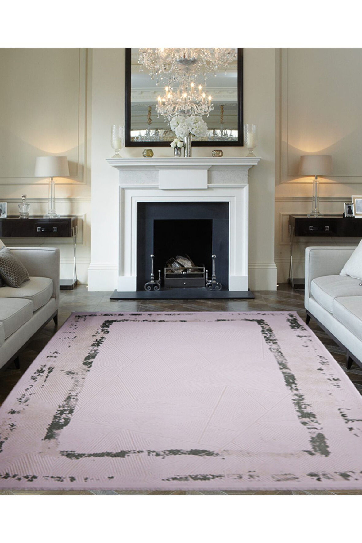 İpek Mekik Halı Gaspara Yeşil Vizon Eskitme Desenli Halı