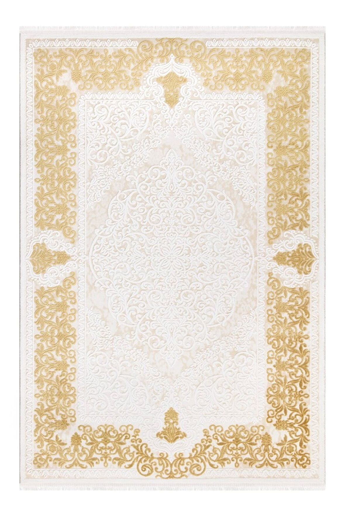 İpek Mekik Halı Gaspara Sarı Vizon Klasik Desen Halı