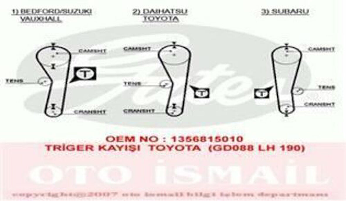 Gates 5043 Eksantrik Kayışı 088x190 Suzuki Alto 1.1 16V 02-Corolla 1.3 1.6 8V 83 88 Daihatsu Honda Ct679 91112009
