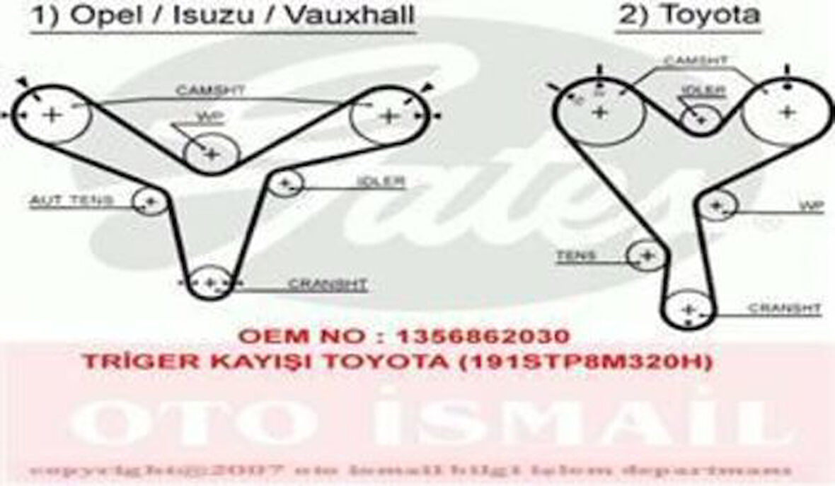 Gates 5388XS Triger Kayışı 191X320 Toyota Camry 3.0 24V 90-96 Lexus Opel Frontera 3.2 24V 98-04 Isuzu Ct852 5636375