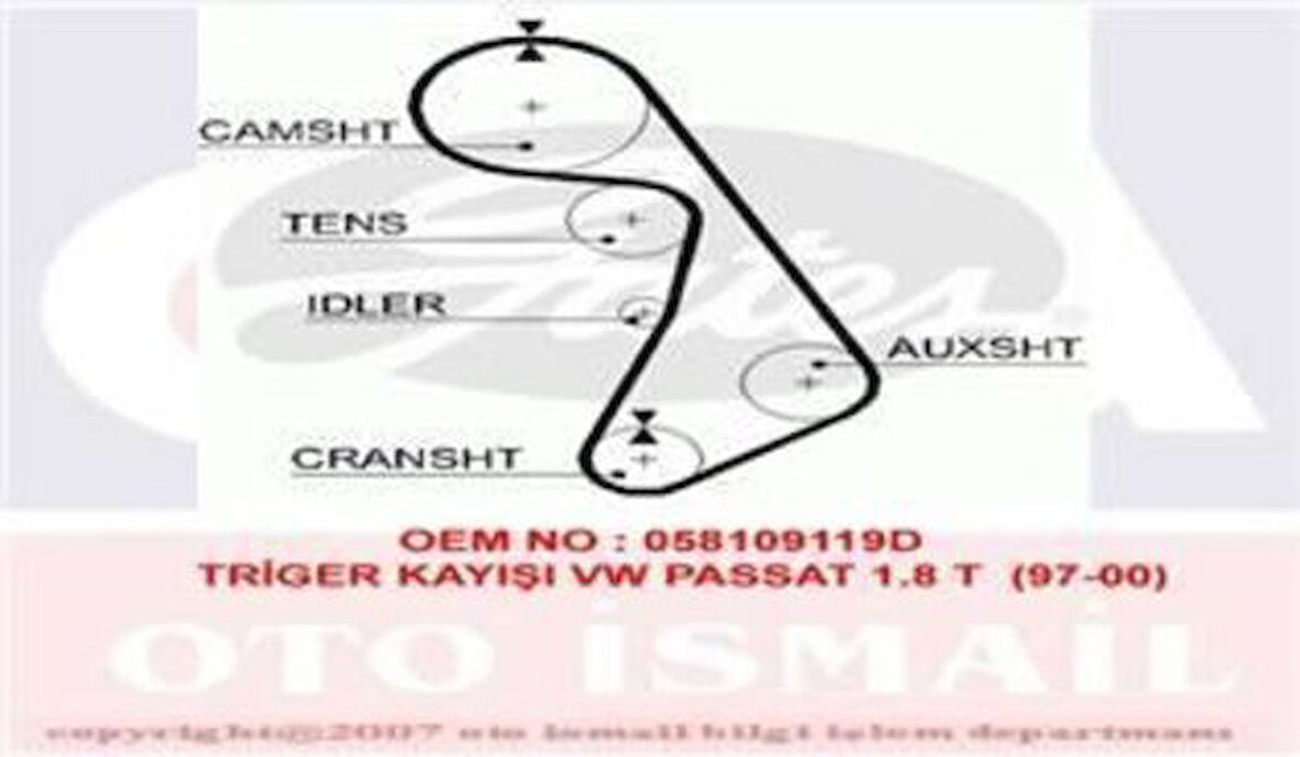 Gates 5425XS Triger Kayışı 152x250 Audi A4 A6 1.8 20V 94 01 Volkswagen Passat 1.8 20V 96 00 Ct848 058109119D