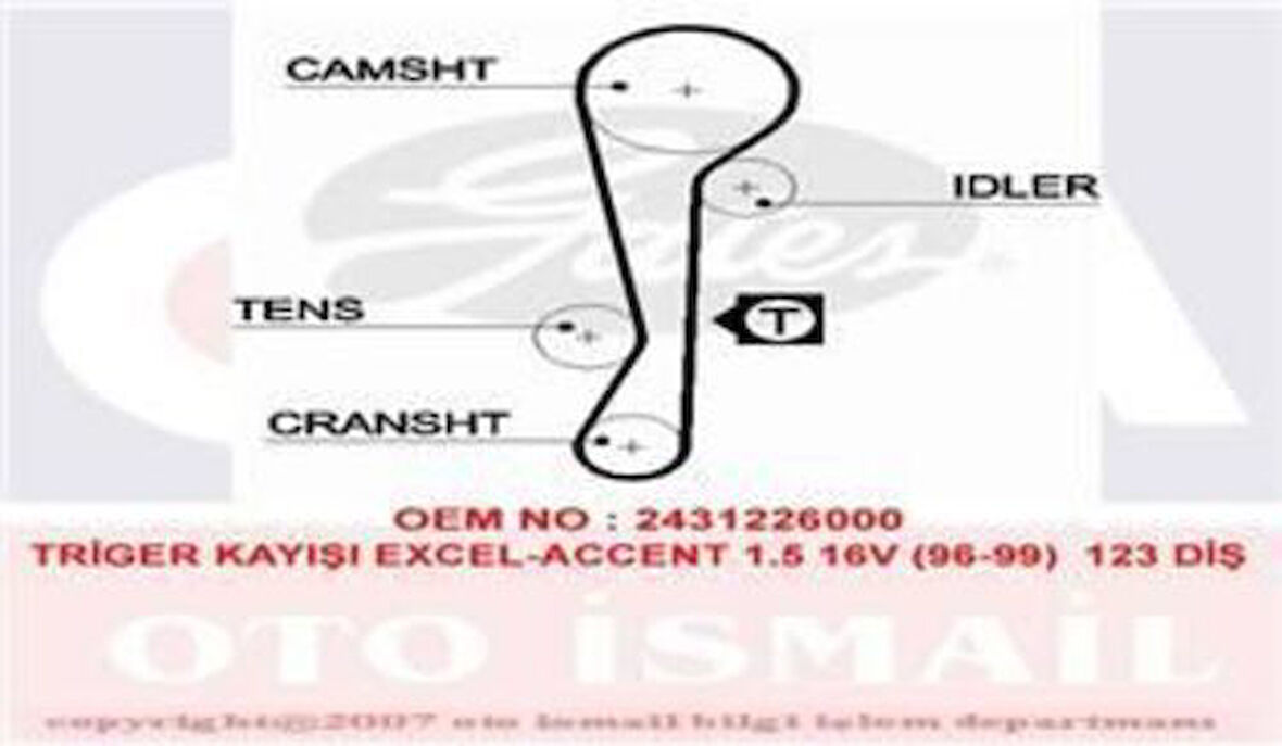 Gates 5479XS Eksantrik Kayışı 105x220 Accent 1.4 1.5 16V 99-Getz 1.4 1.6 02-Elantra Excel Matrıct941 2431226001