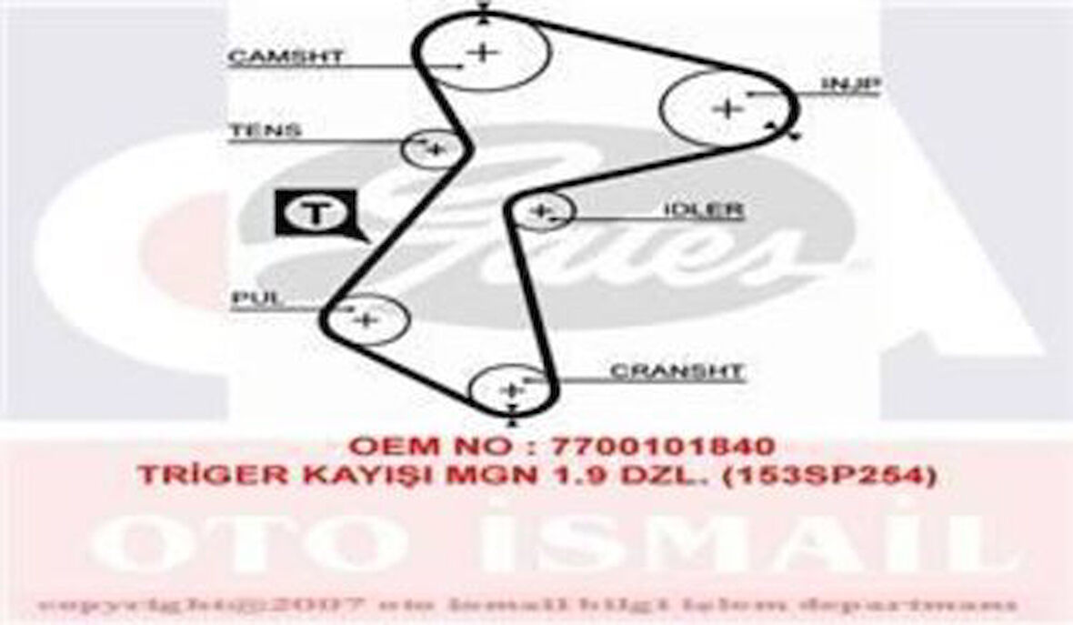 Gates 5485 Triger Kayışı 153x254 Opel Arena 1.9D 8V 98 01 Renault Megane Trafic 1.9D 8V 95 01 Suzuki Ct934 7700875439