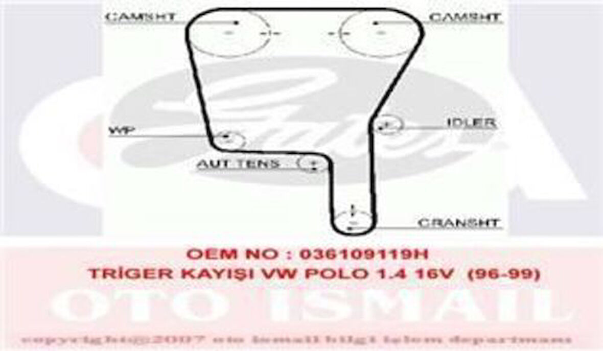 Gates 5490XS Triger Kayışı Seat Cordoba Ibiza Volkswagen Polo 97 02 1.0 1.4 16V 149x250 036109119H