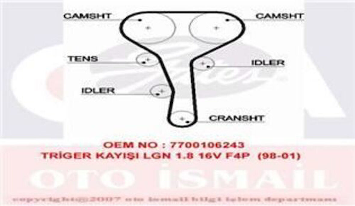 Gates 5507XS Eksantrik Kayışı 128x270 Megane Laguna 1.6 1.8 2.0 98 01 Clio Sport 2.0 16V 00 05 Ct976 8200098343