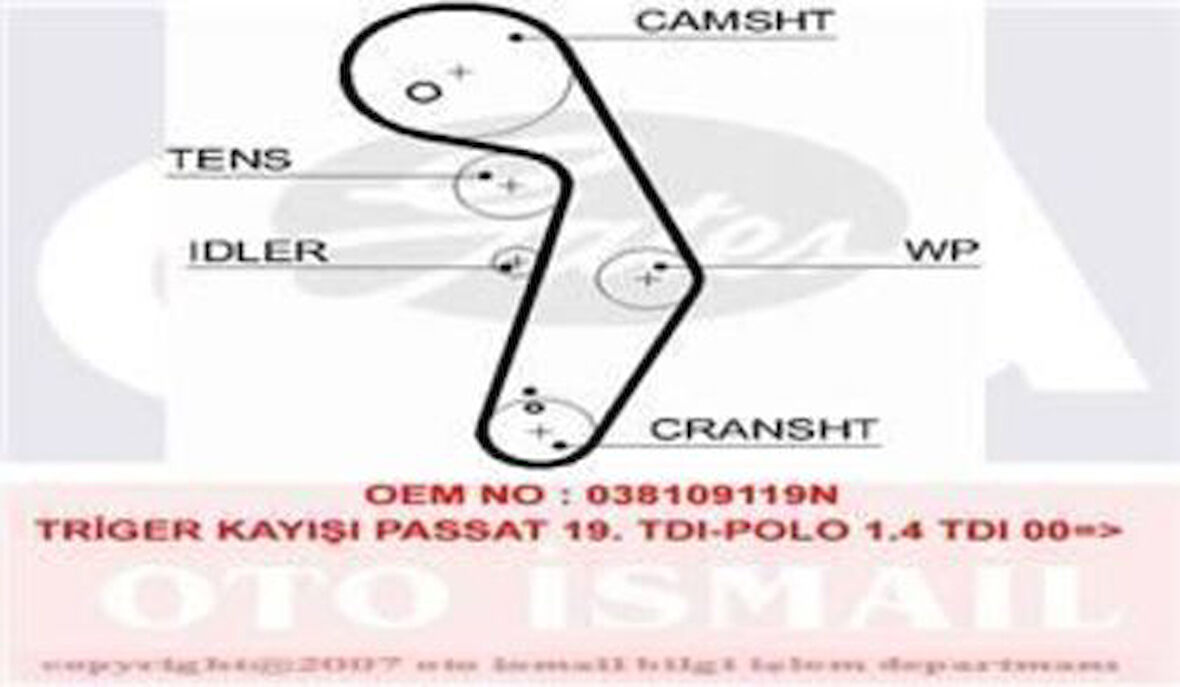 Gates 5569XS Eksantrik Kayışı 120x300 120 Diş Passat Bora Caddy III 1.9 TDI Polo 1.4 TDI Ct1028 C 038109119P