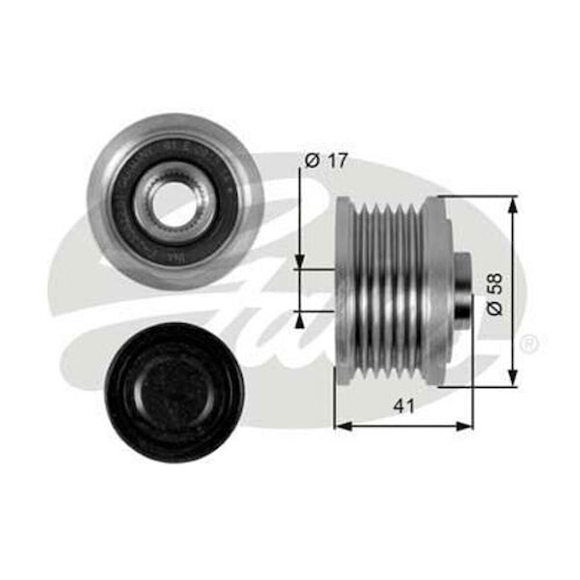 Gates OAP7052 Alternatör Kasnağı Rulmanlı Bravo II 06- Doblo 10-Linea 09-Punto 05-Stilo 04-07 Ducato 11- 77364725