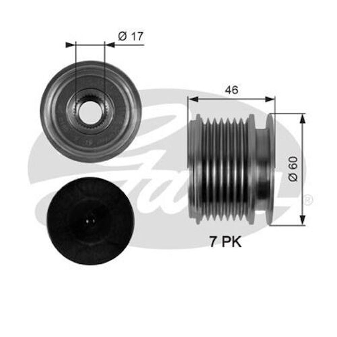 Gates OAP7056 Alternatör Kasnağı W203 02-07 Cl203 02-08 C209 02-09 R171 04-11 Viano W639 10-Sprinter 08- A2711550115