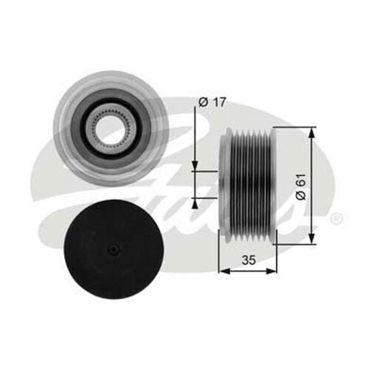 Gates OAP7070 Alternatör Kasnağı (Rulmanlı) Transit 2.4 TDCI (00 06) (Alternatör OEM No İçin 2C1T10300Ba) YC1U10A352BA