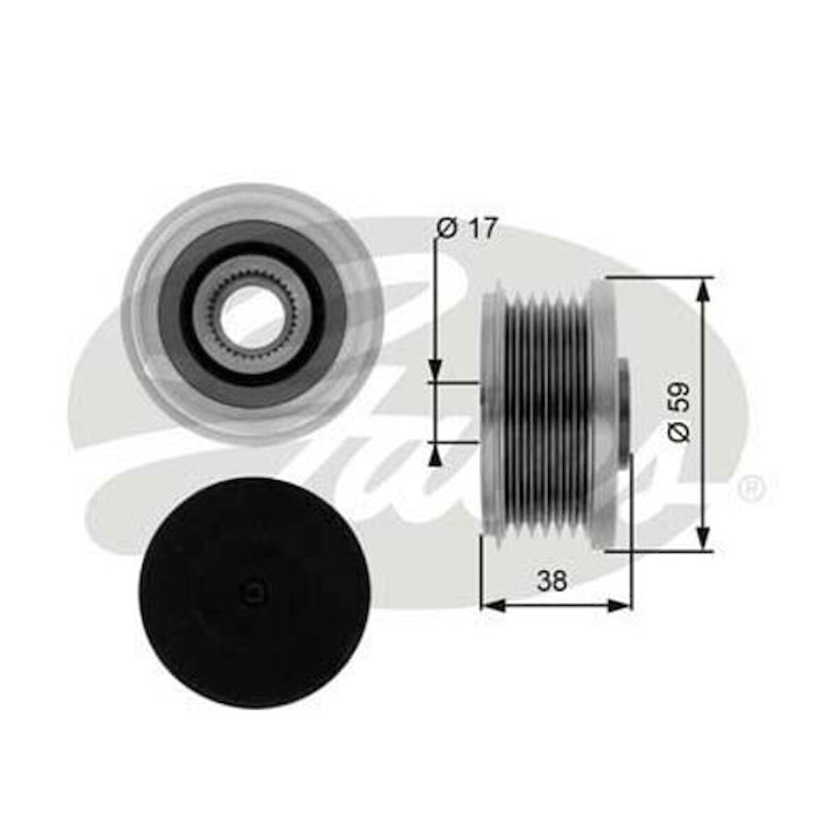 Gates OAP7077 Alternatör Kasnağı Rulmanlı 206 207 307 308 406 407 Partner C2 C3 C4 C5 C8 Xsara 1.4 1.6 2.0HDI 77363468