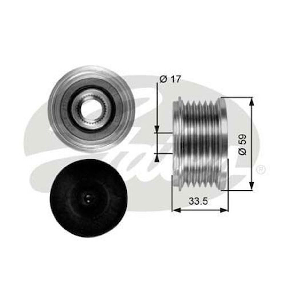 Gates OAP7080 Alternatör Kasnağı Rulmanlı Ducato Sucudo Boxer Jumper Partner Berlingo 2.0 HDI 02 Mondeo 07- 77362558