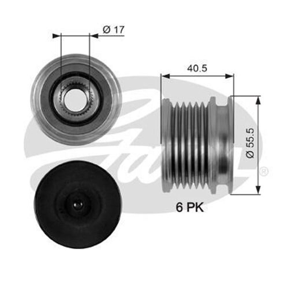 Gates OAP7086 Alternatör Kasnağı Mercedes W204 09-14 C218 13-17 W212 09-15 Vito W639 06-Sprinter 906 09-Jeep Grand Cherokee 3.0 Crd A6421500660