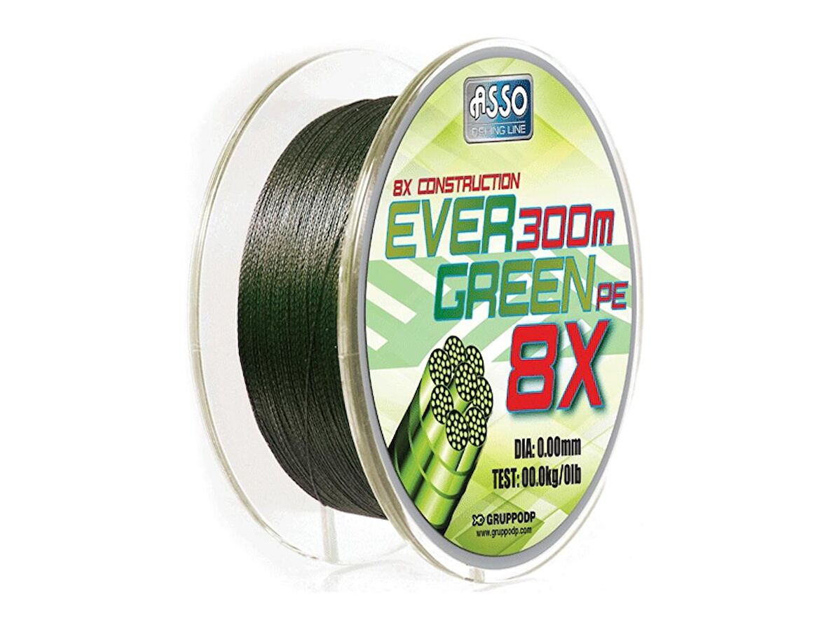 ASSO EVERGREEN 8X 300MT İP MİSİNA 0,18MM - 0,41MM ARASI 0,27MM