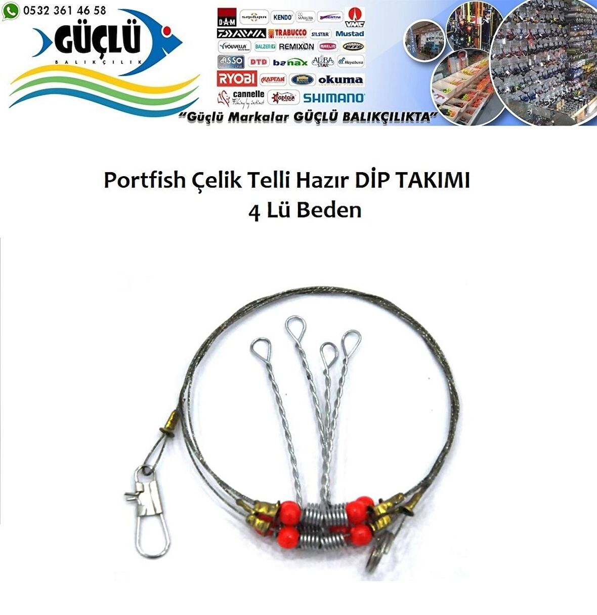 HAZIR DİP TAKIMI 4’LÜ BEDEN ÇELİK TELLİ  PORTFISH MARKA