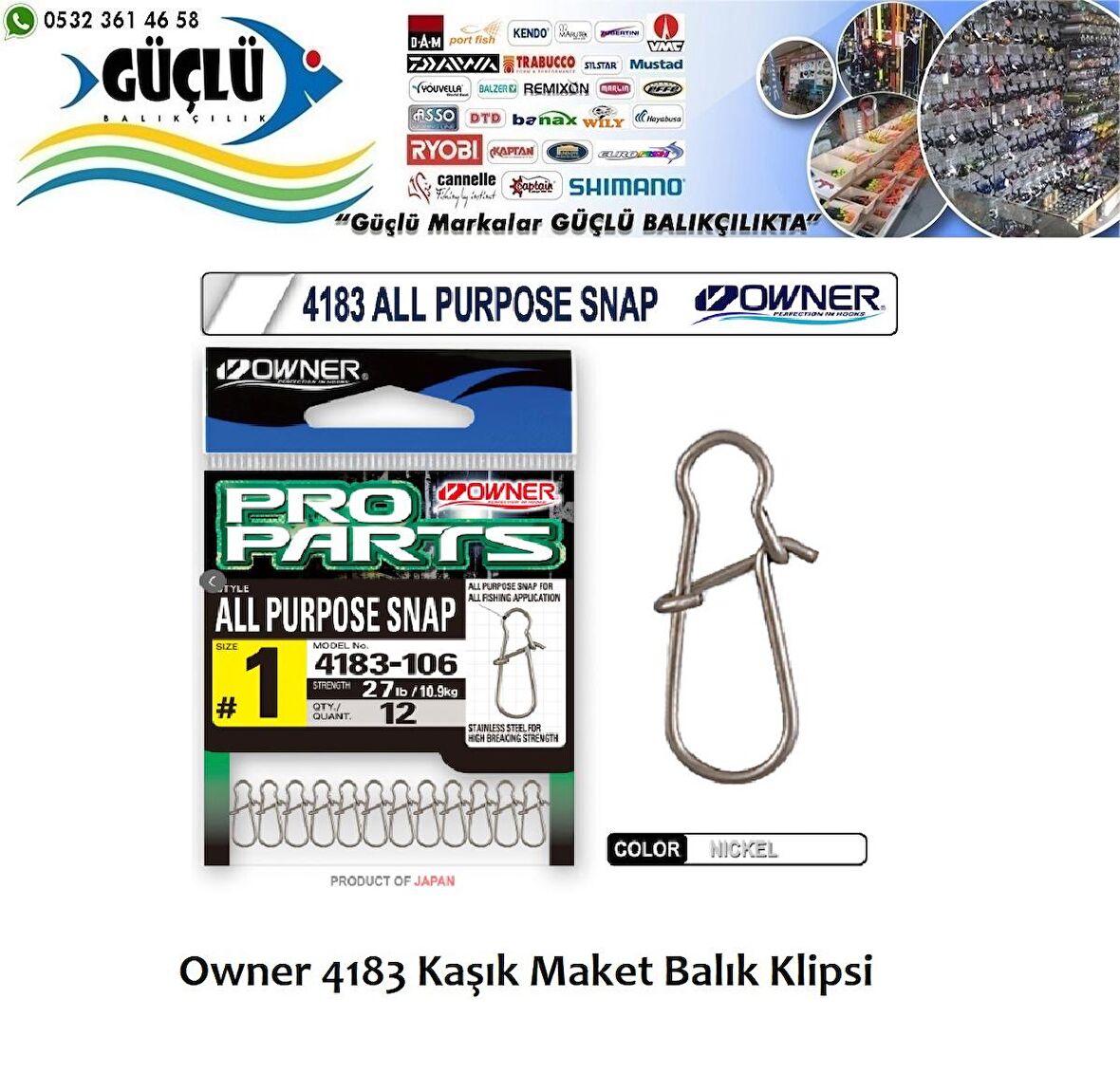 Owner 4183 Kaşık Maket Balık Klipsi NO:0