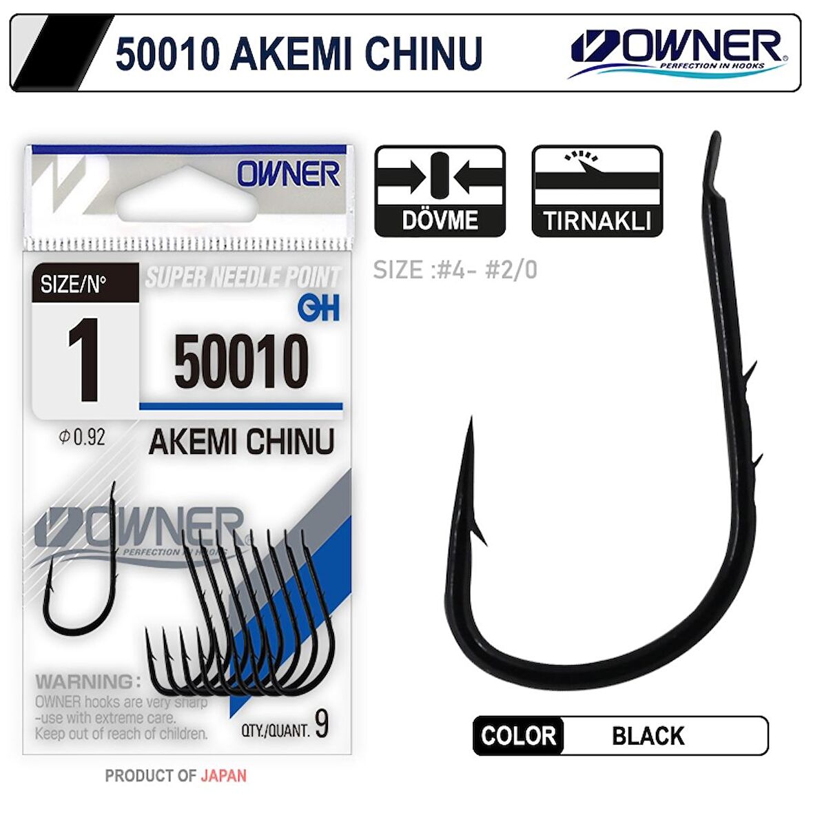 Owner 50010 Akemi Chinu Black İğne NO:1/0