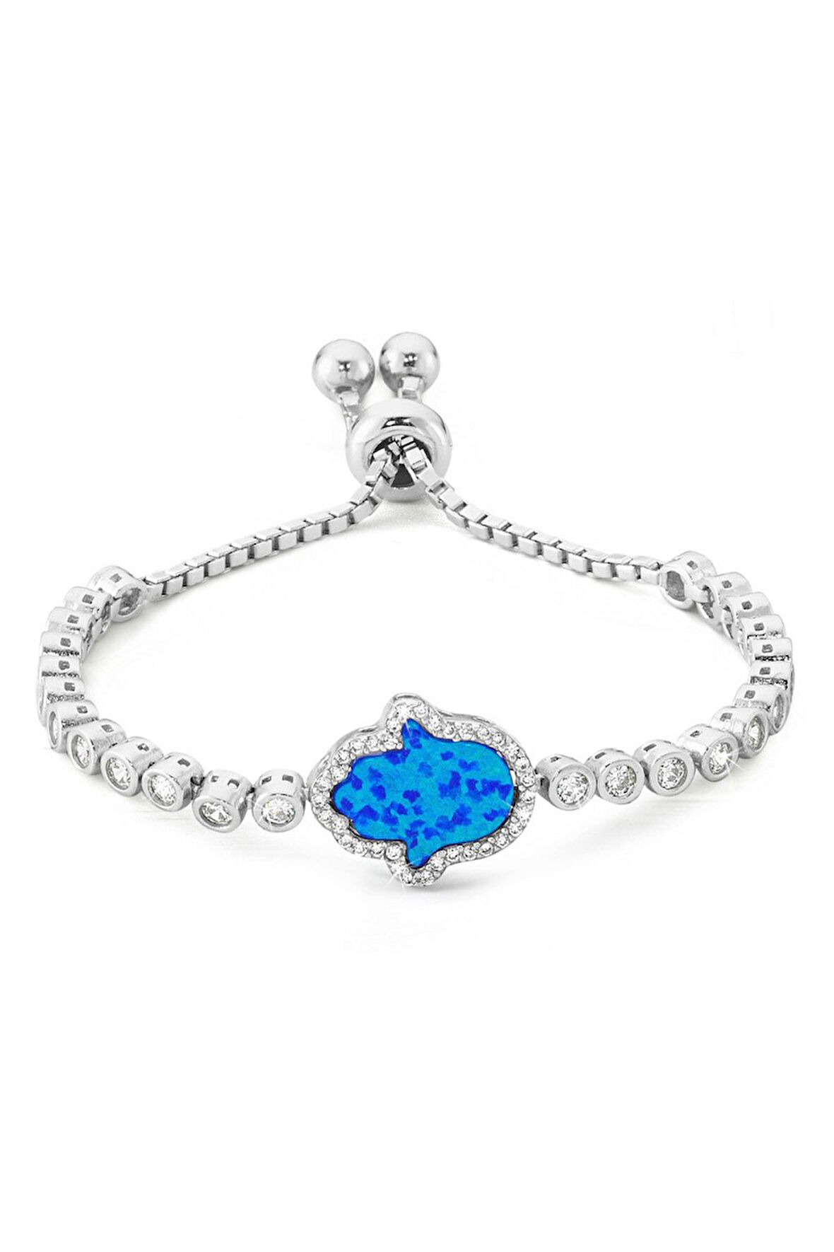 925 Ayar Fatma Ana Eli Opal Gümüş Bileklik (GB00280)