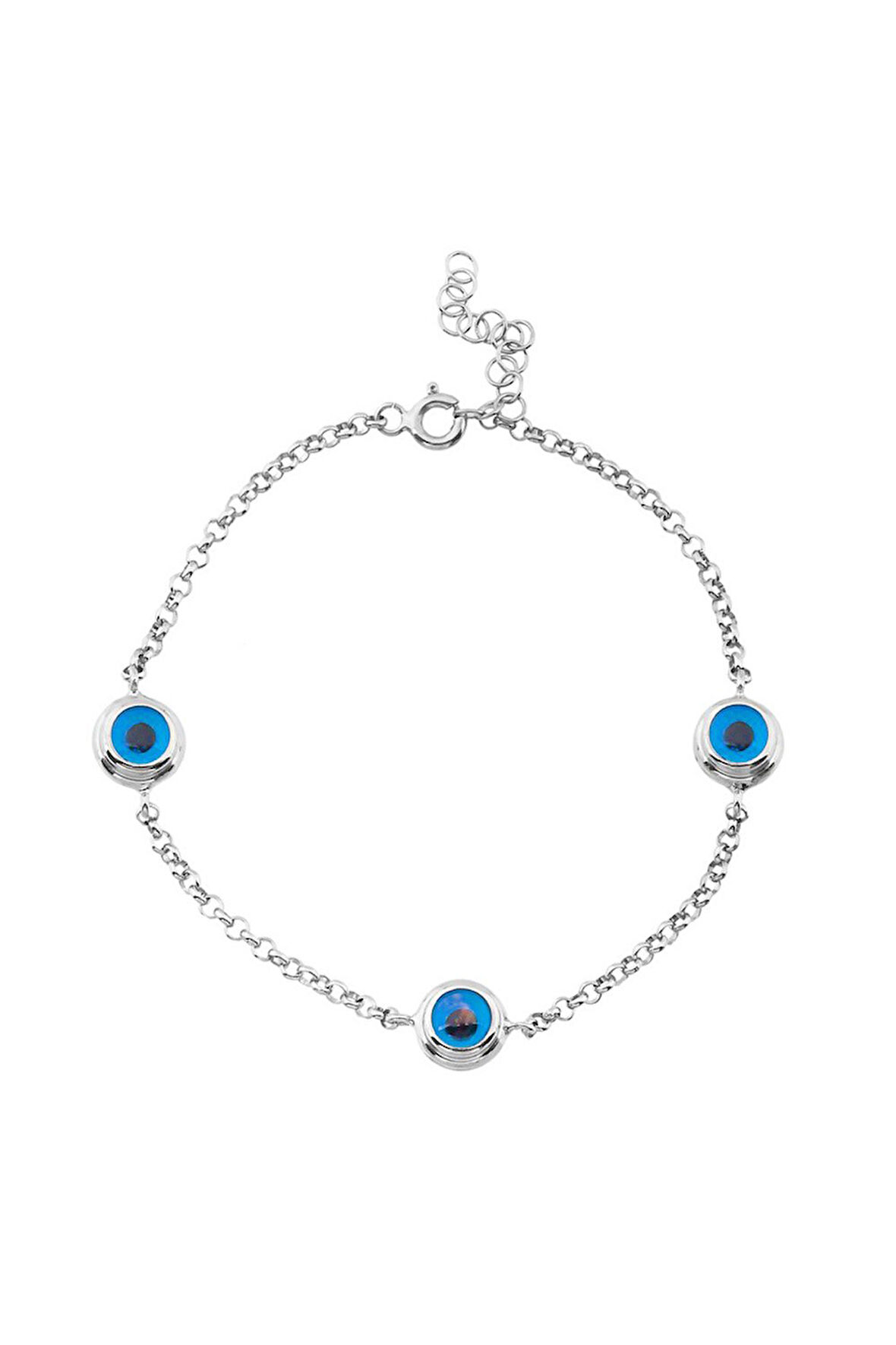 925 Ayar Üç Nazarlı Gümüş Bileklik (GB00288)