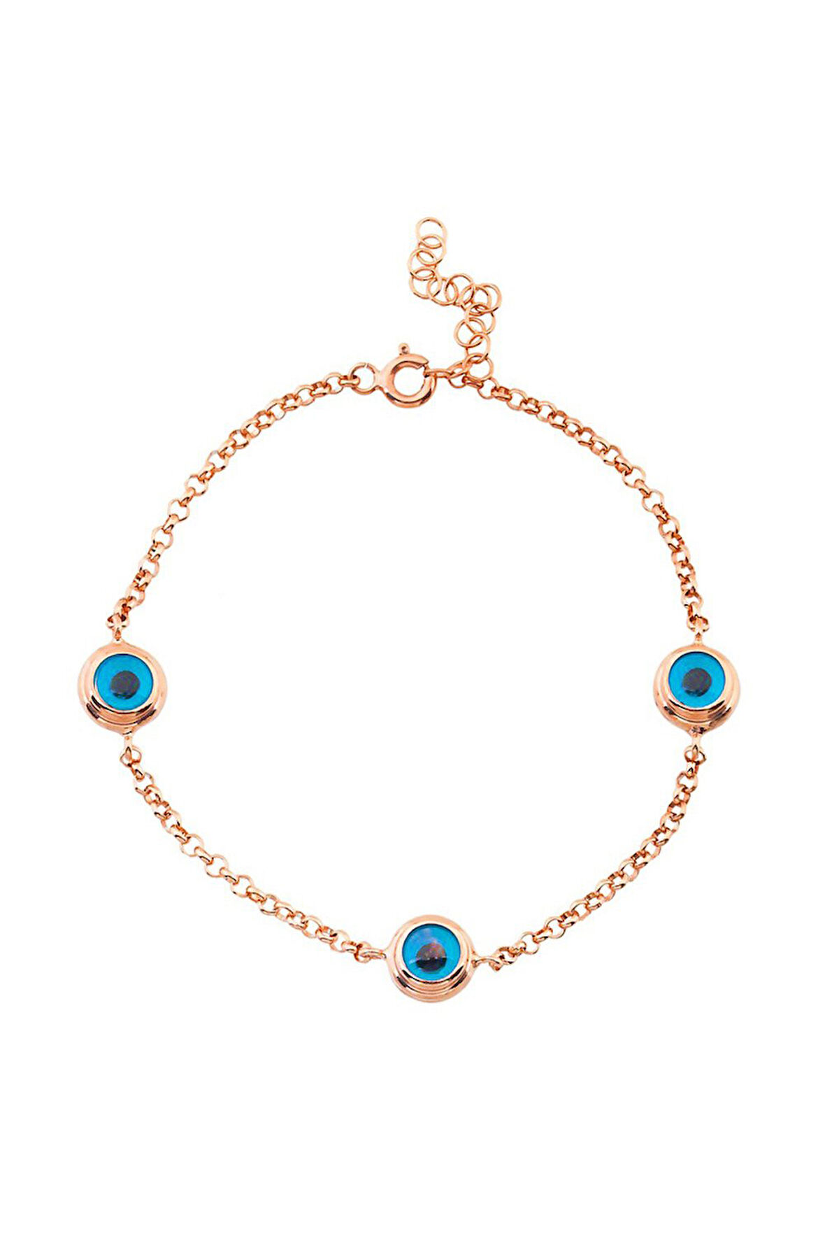 925 Ayar Üç Nazarlı Rose Gümüş Bileklik (GB00289)