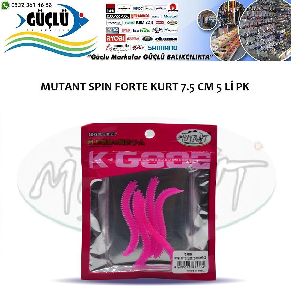 SİLİKON KURT MUTANT SPIN FORTE KURT 7.5CM 5’Lİ  RENK:02