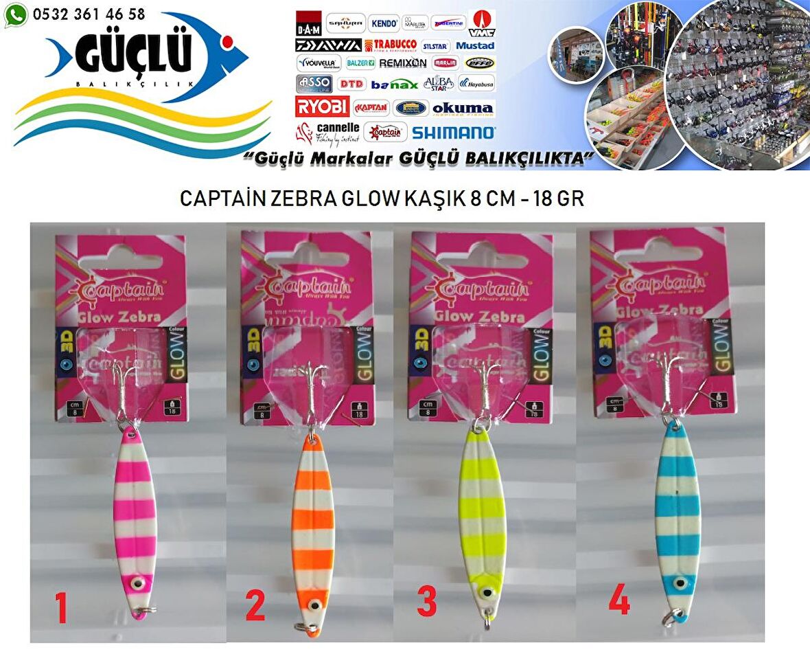 ZEBRA GLOW KAŞIK CAPTAİN MARKA 18 GR 8 CM RENK:2