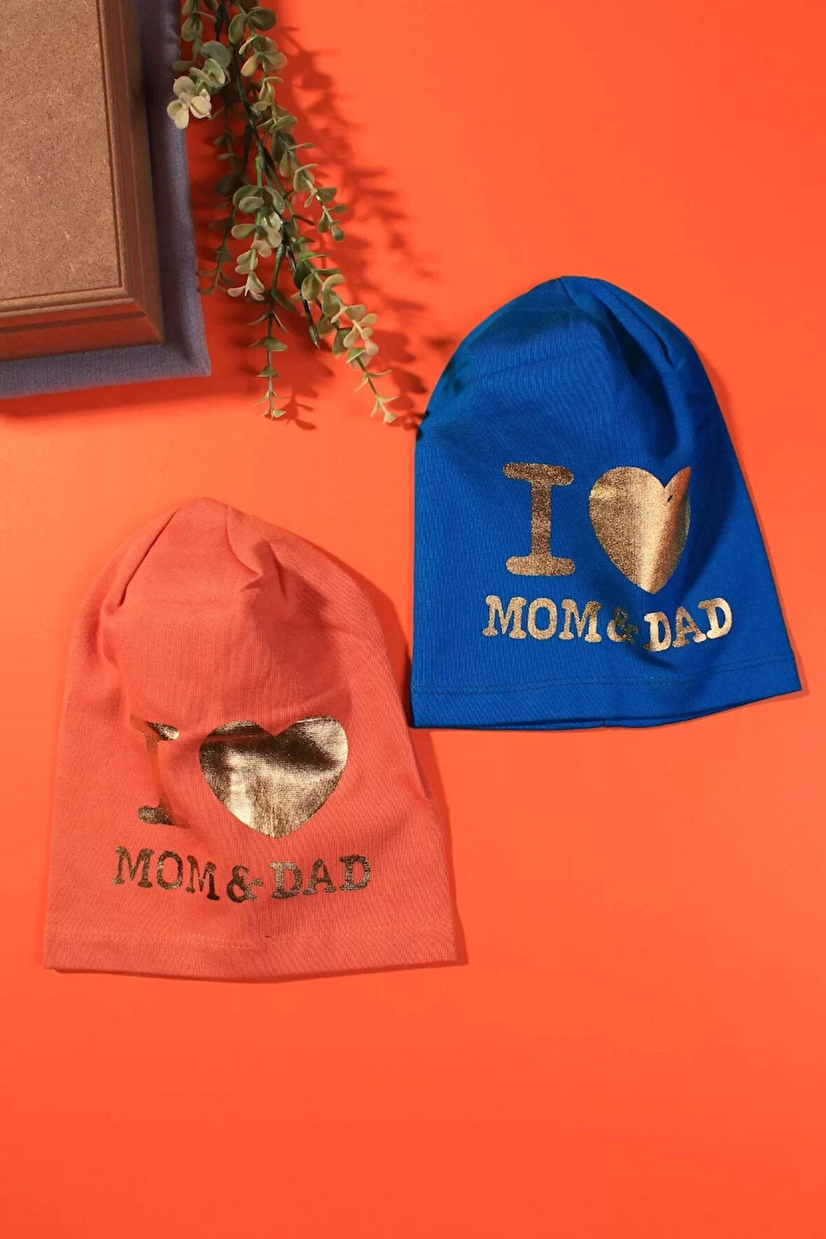 I Love Mom Dad 2-4 Yaş Erkek Çocuk Şapkası 2'li Paket