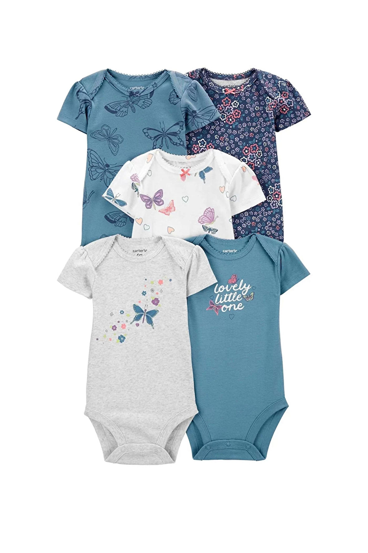 Layette Kız Bebek 5'li Kısa Kol Body  Karışık Renkli