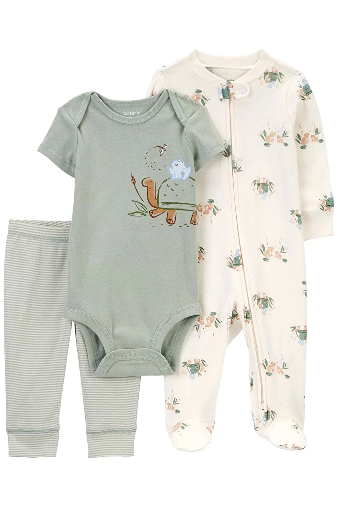 Erkek Bebek Tulum Body Pantolon Set 3'lü Paket Renkli