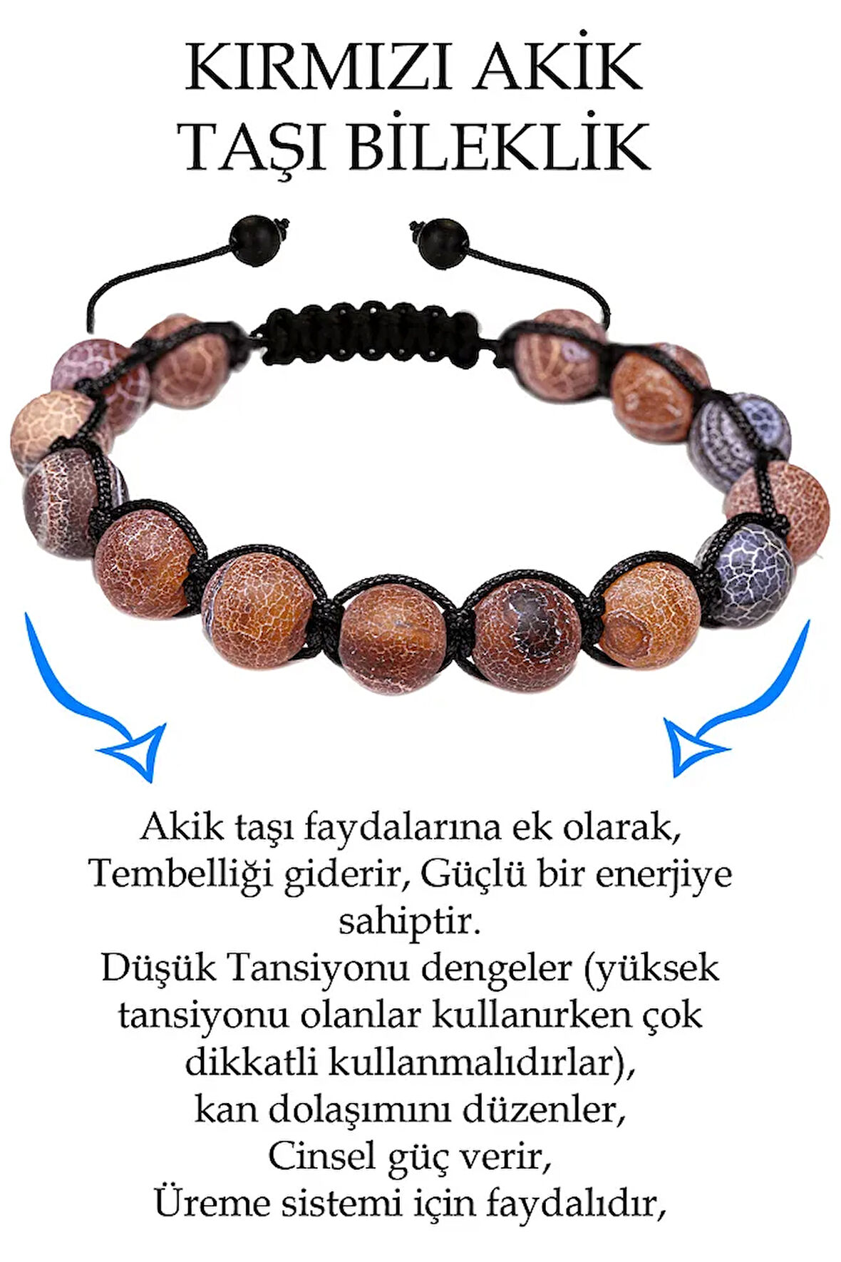Sertifikalı Damarlı Kırmızı Akik Taşı Bileklik