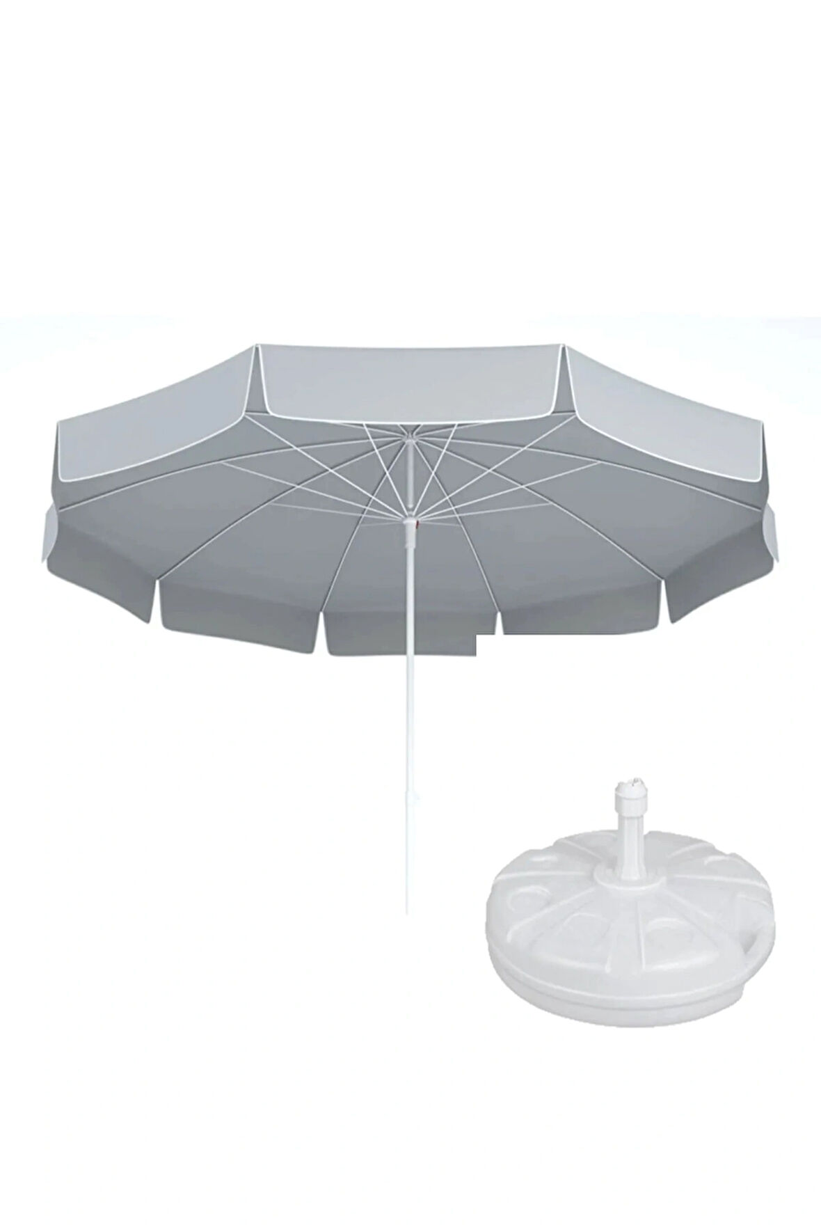 Zeyycamping Kalın Kumaş 200 cm Plaj Bahçe Balkon Teras Kamp Şemşiye + Taşıma Çantası +22 Litre Bidon