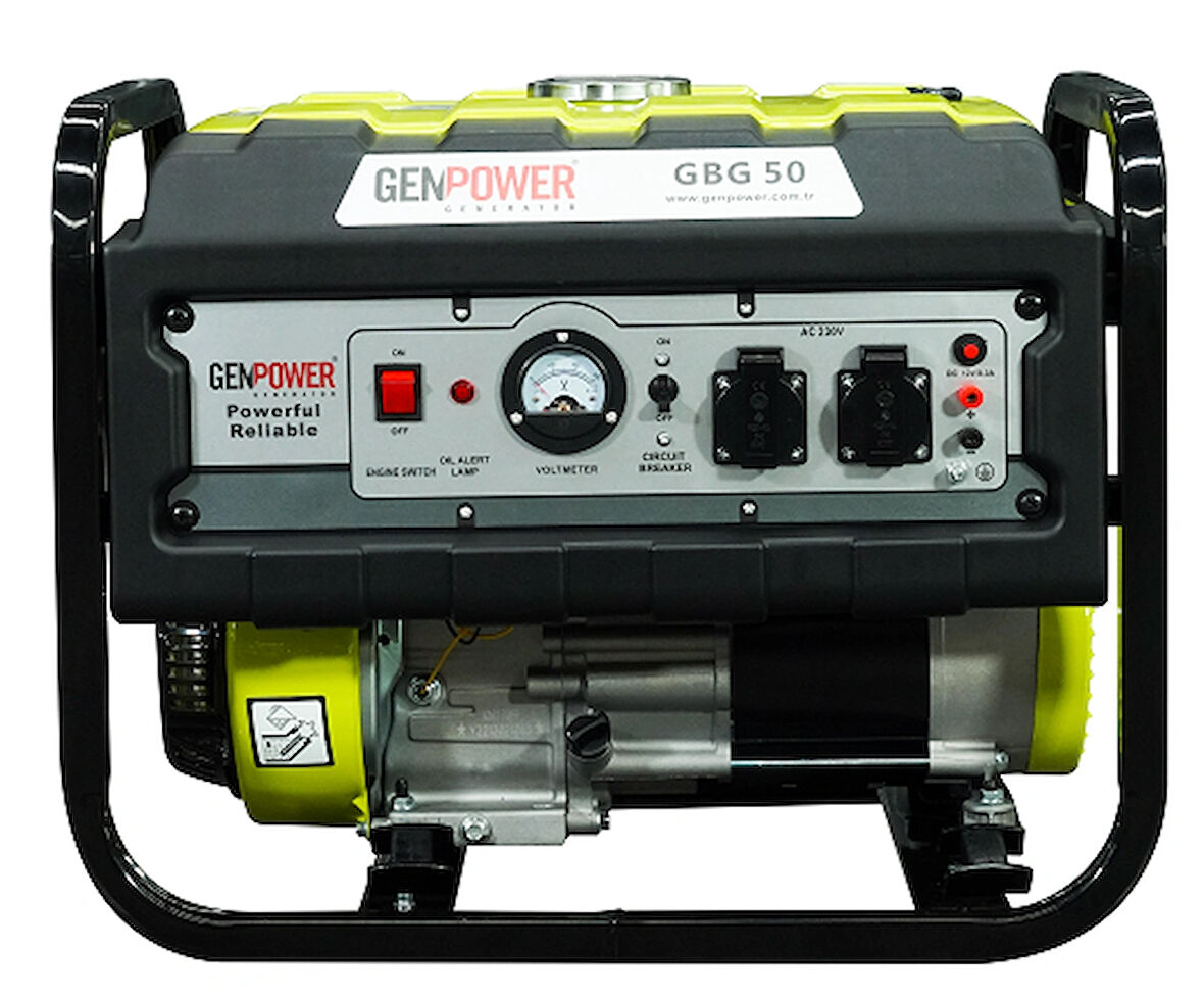 Genpower GBG 50 Model 5 kVA, Benzinli, İpli, Tekerleksiz, Monofaze ( 220 Volt) Portatif Jeneratör