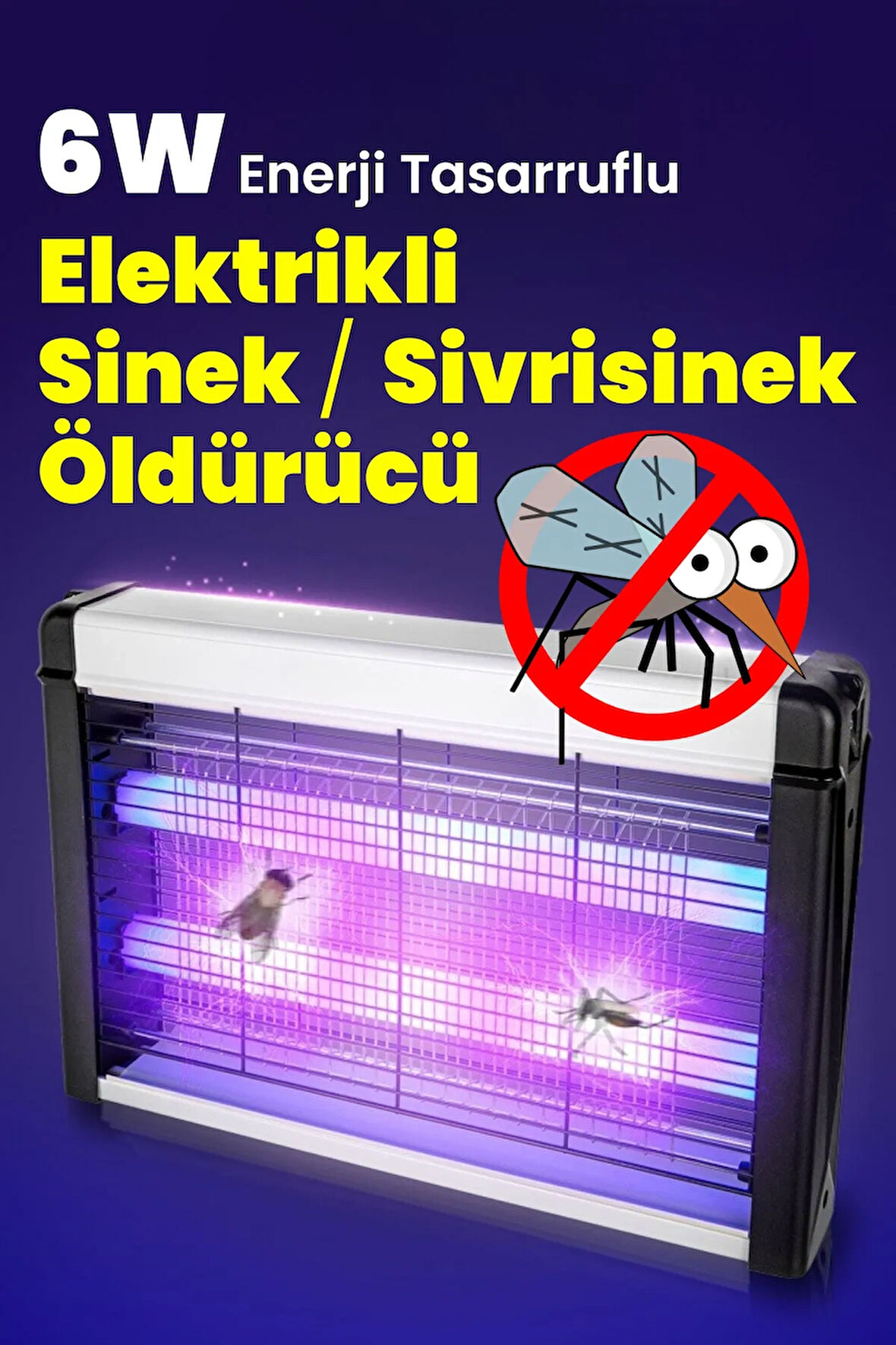 GüncelÇarşı 6W Taşınabilir Asılabilir Elektrikli Led UV Mor Işıklı Sinek Sivrisinek Öldürücü Kovucu Sineksavar