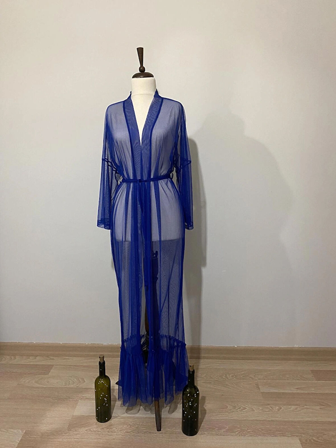 Kadın Özel Tasarım Tül Transparan Sabahlık Pareo Kimono