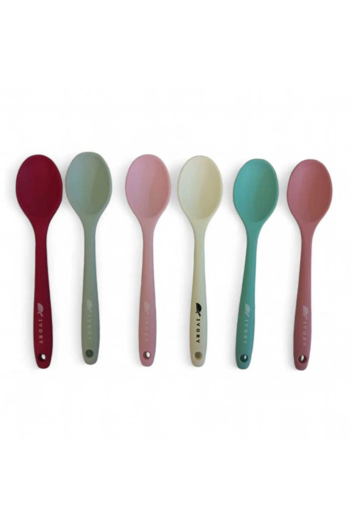 20cm ısıya dayanıklı silikon  6'lı renkli kaşık seti