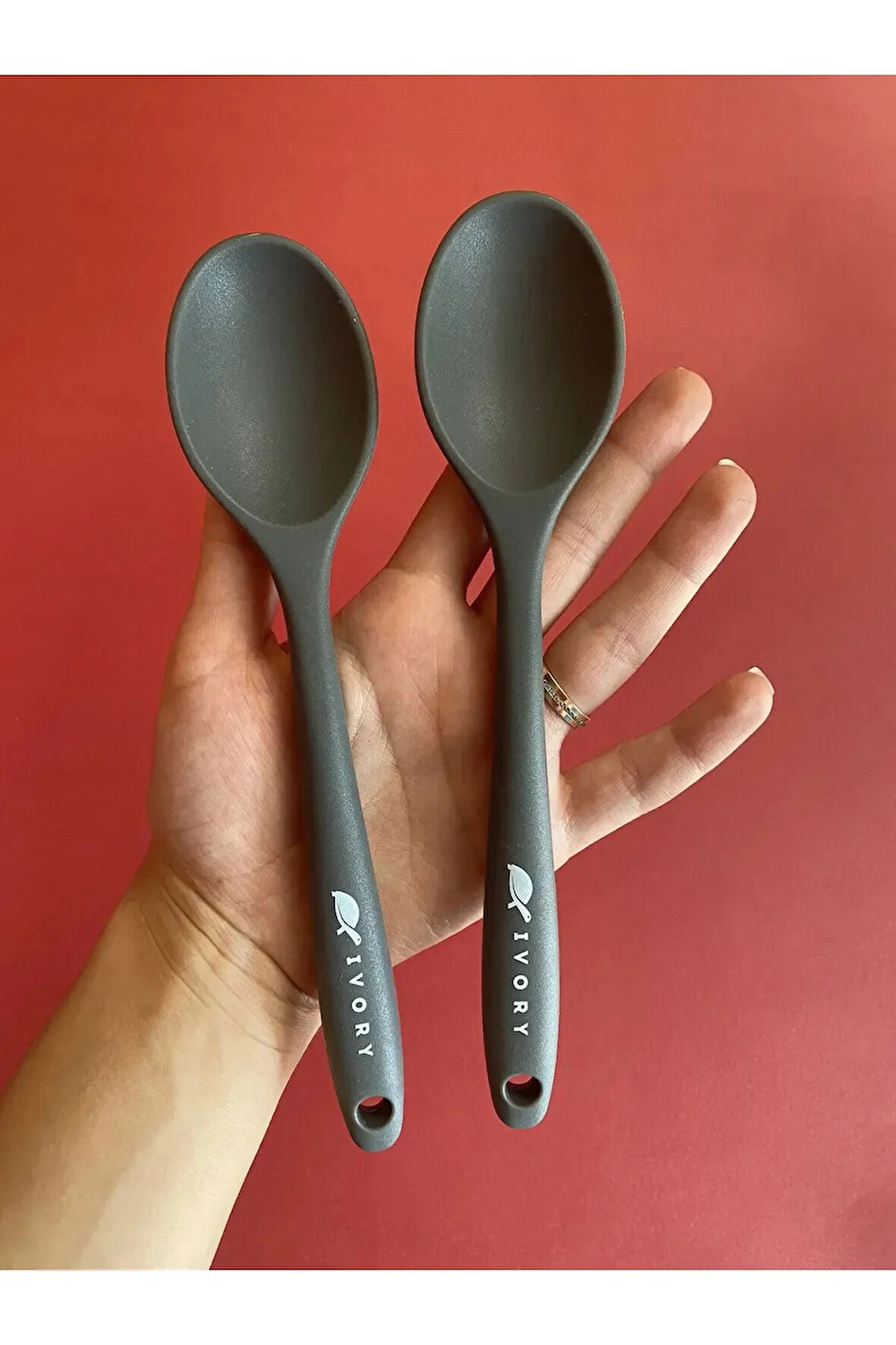 Silikon 2 adet 20 cm kaşık GRİ