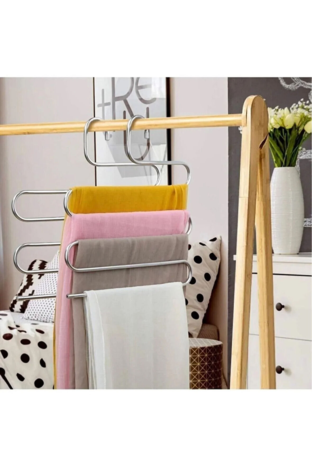 Dolap içi 5 katlı metal eşarp, şal, pantalon askısı-düzenleyici organizer askı (3 ADET)