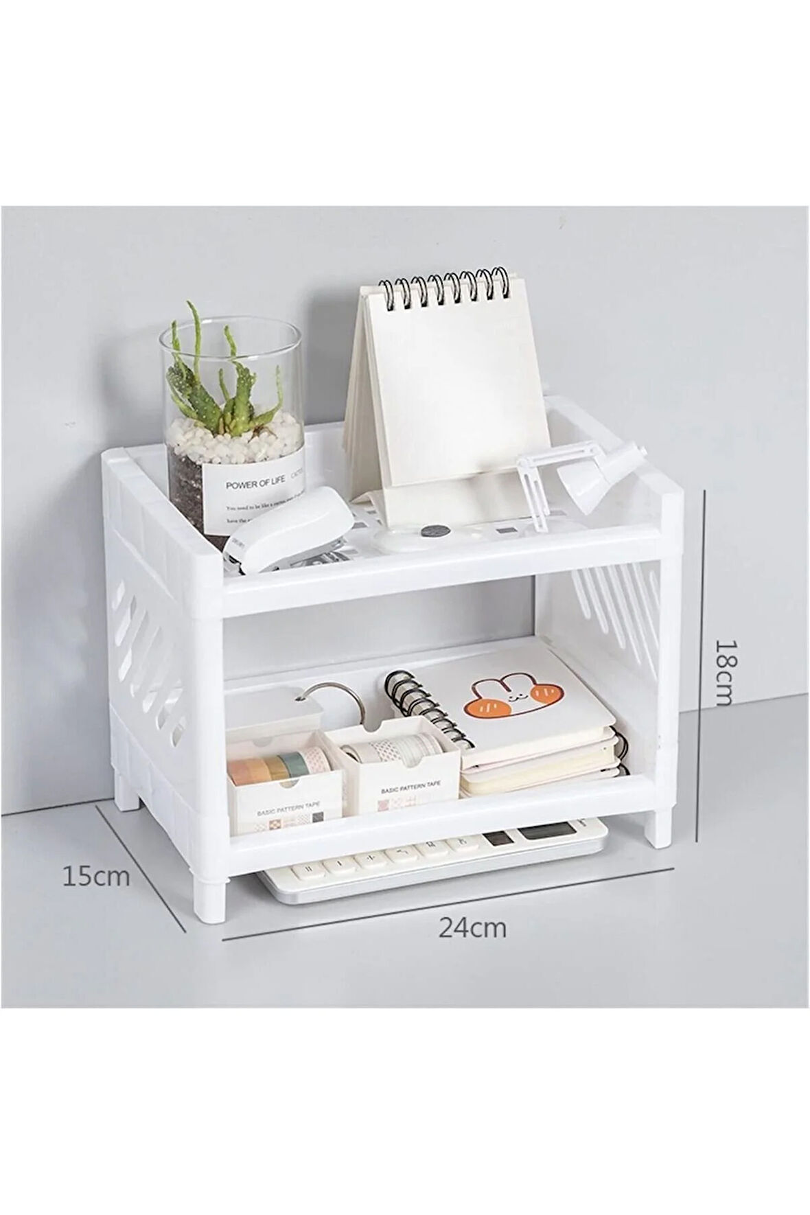 Venedik Beyaz 2 katlı (ayrılabilir) raf plastik masa organizeri